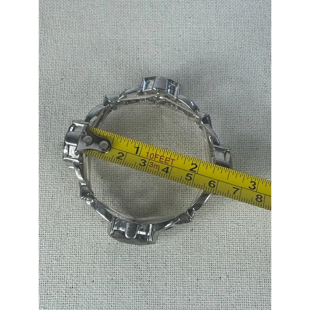 Silver Plated and Black Stretch Bracelet